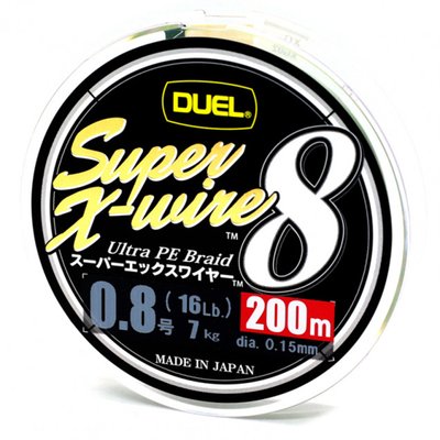 Шнур Duel Super X-Wire 8 200m 5Color Yellow Marking 9kg 0.17mm #1.0 (H3608N-5CR)