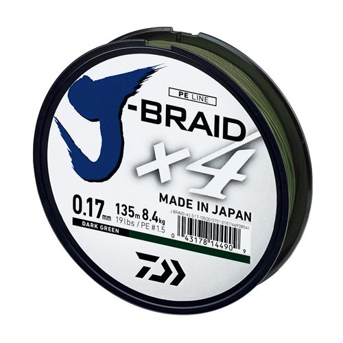 Шнур Daiwa J-Braid X4E 270m Dark Green 5.9kg 0.13mm #1.0 (12741-113)